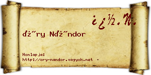 Őry Nándor névjegykártya